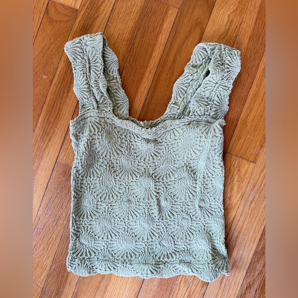 Free People Textured Green Tank Top